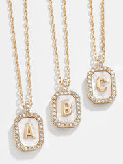 Gold & Mother of Pearl Initial Necklace - Mother Of Pearl