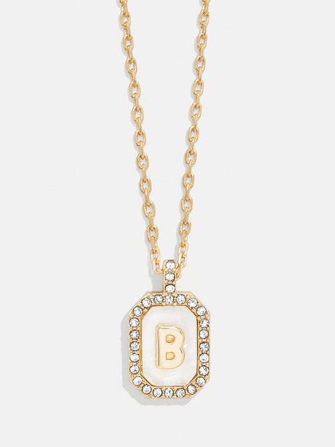 Gold & Mother of Pearl Initial Necklace - Mother Of Pearl