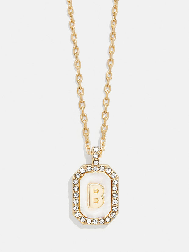 Gold & Mother of Pearl Initial Necklace - Mother Of Pearl