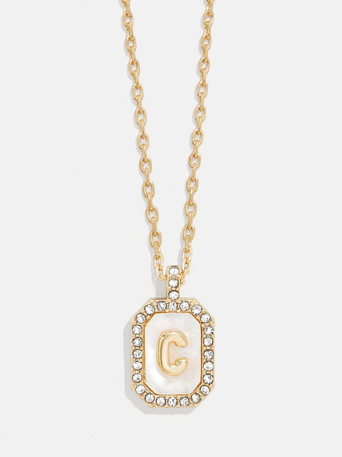 Gold & Mother of Pearl Initial Necklace - Mother Of Pearl