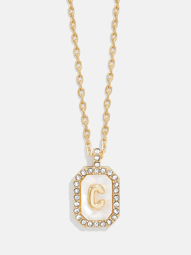 Gold & Mother of Pearl Initial Necklace - Mother Of Pearl