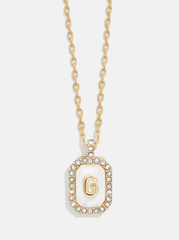 Gold & Mother of Pearl Initial Necklace - Mother Of Pearl