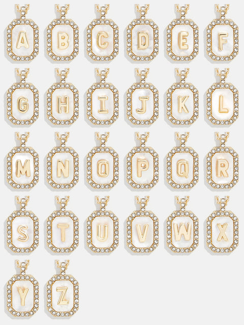 Gold & Mother of Pearl Initial Necklace - Mother Of Pearl