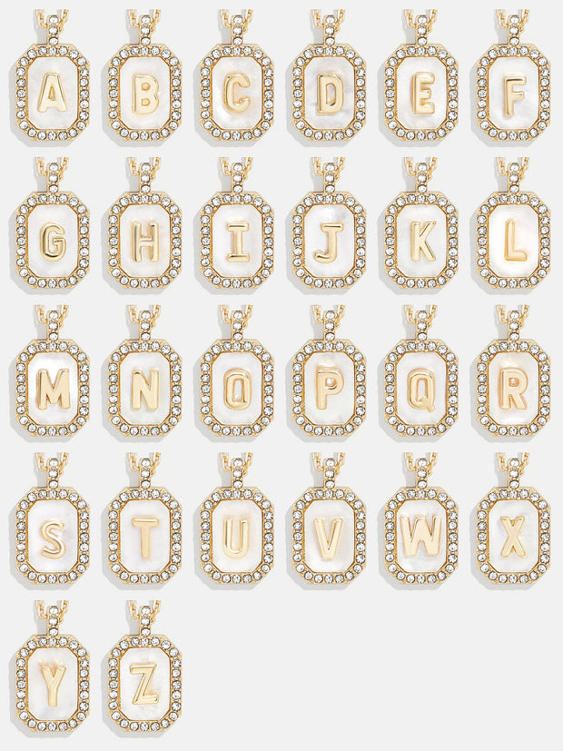 Gold & Mother of Pearl Initial Necklace - Mother Of Pearl