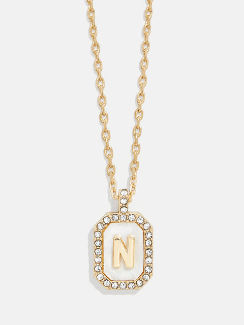 Gold & Mother of Pearl Initial Necklace - Mother Of Pearl