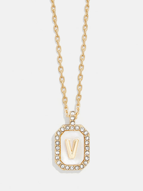 Gold & Mother of Pearl Initial Necklace - Mother Of Pearl