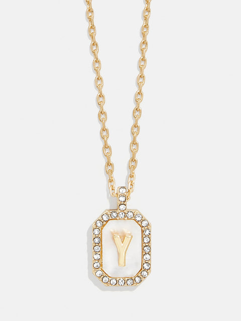 Gold & Mother of Pearl Initial Necklace - Mother Of Pearl