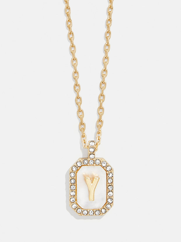 Gold & Mother of Pearl Initial Necklace - Mother Of Pearl