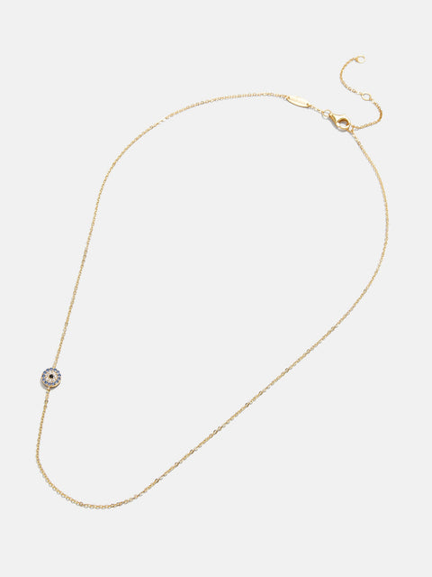 18K Gold Asymmetrical Evil Eye Necklace - Evil Eye