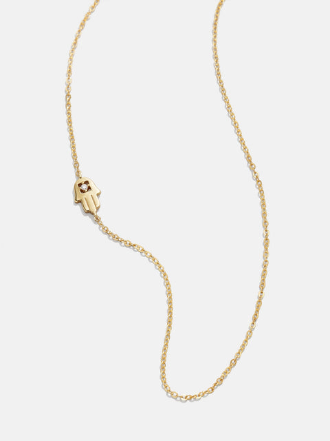 18K Gold Asymmetrical Hamsa Necklace - Hamsa