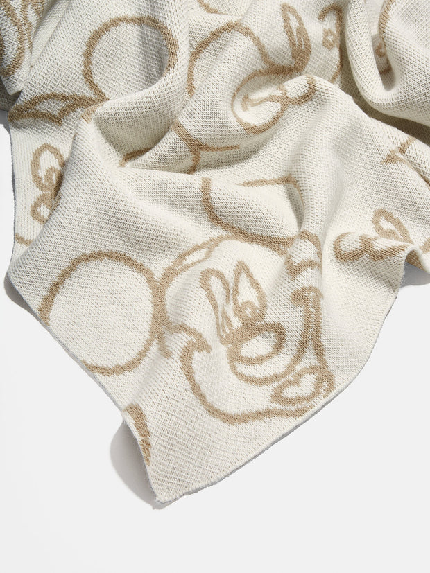 Mickey Mouse Disney Outline Custom Blanket - Natural / Beige