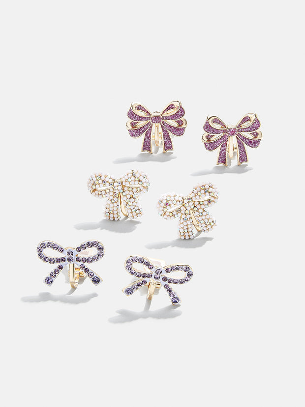 Greatest Gift Kids' Clip-On Earring Set - Purple