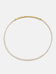 Bennett 18K Gold Adjustable Classic Tennis Necklace - Gold/Pavé