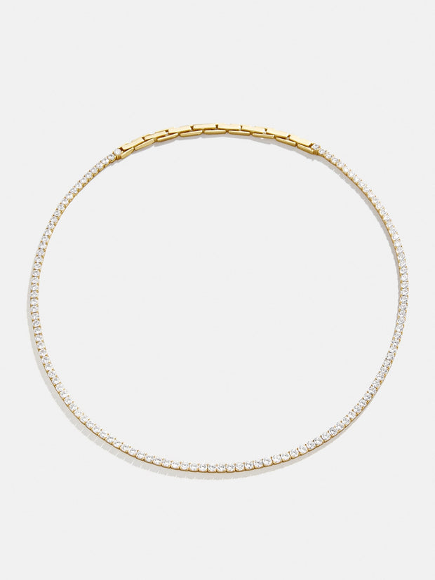 Bennett 18K Gold Adjustable Classic Tennis Necklace - Gold/Pavé