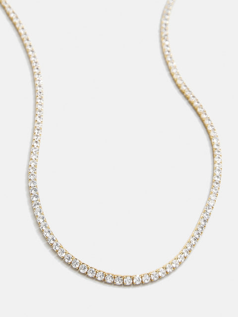 Bennett 18K Gold Adjustable Classic Tennis Necklace - Gold/Pavé