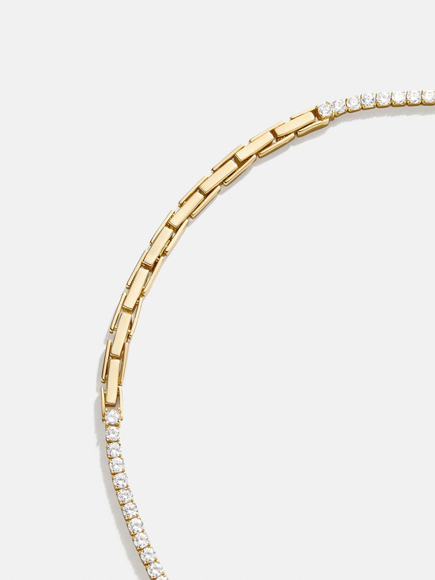 Bennett 18K Gold Adjustable Classic Tennis Necklace - Gold/Pavé