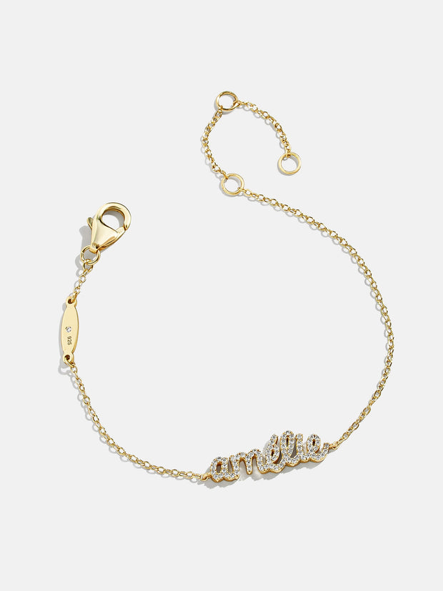 18K Gold Pavé Custom Nameplate Bracelet - Gold