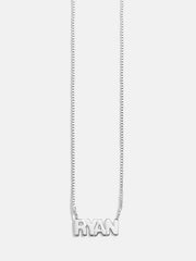 Sterling Silver Box Chain Custom Nameplate Necklace - Silver