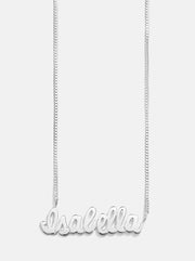 Sterling Silver Box Chain Custom Nameplate Necklace - Silver