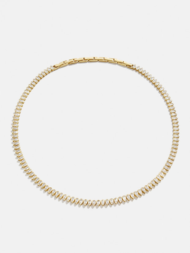 Julia 18K Gold Adjustable Tennis Necklace - Gold/Pavé