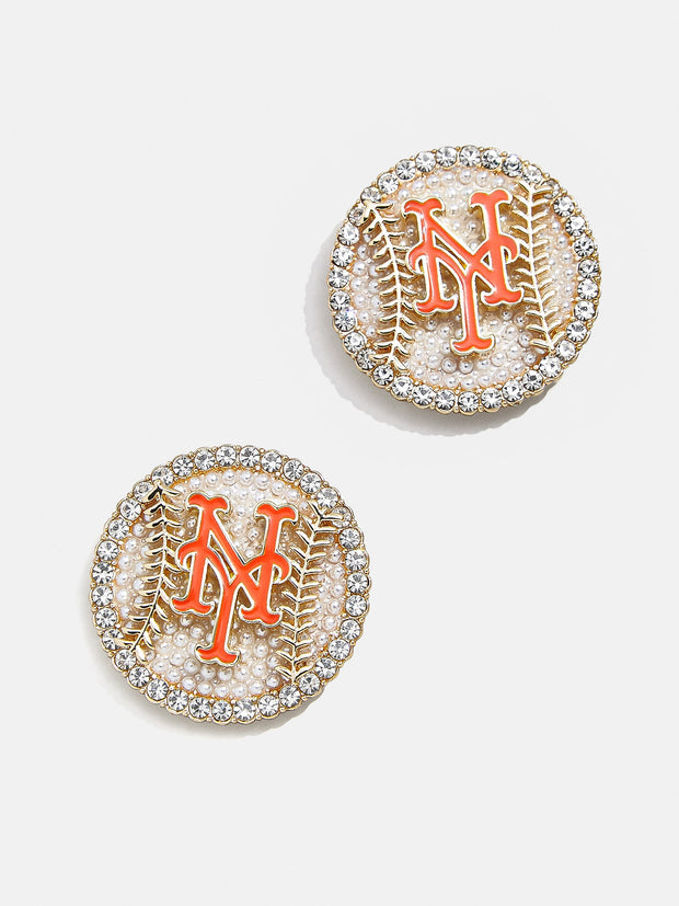 MLB Statement Stud Earrings - New York Mets