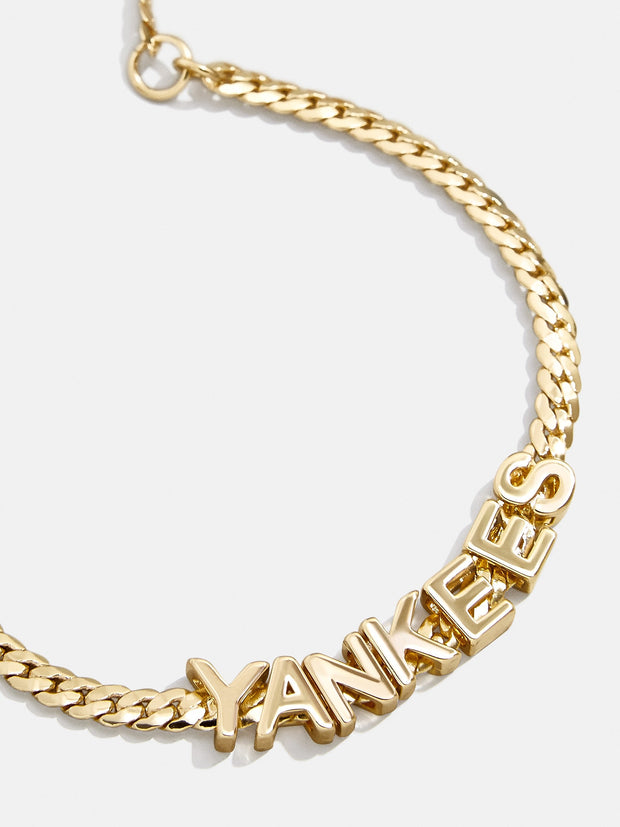 MLB Gold Curb Chain Bracelet - New York Yankees