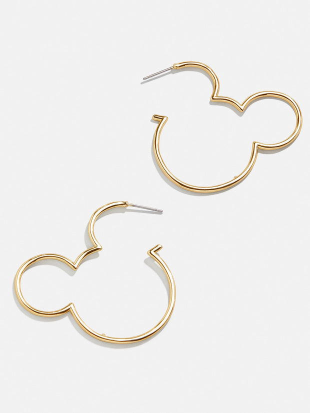 Mickey Mouse Disney Outline Hoop Earrings - Gold