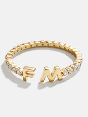 18K Gold Double Initial Custom Ring - Gold