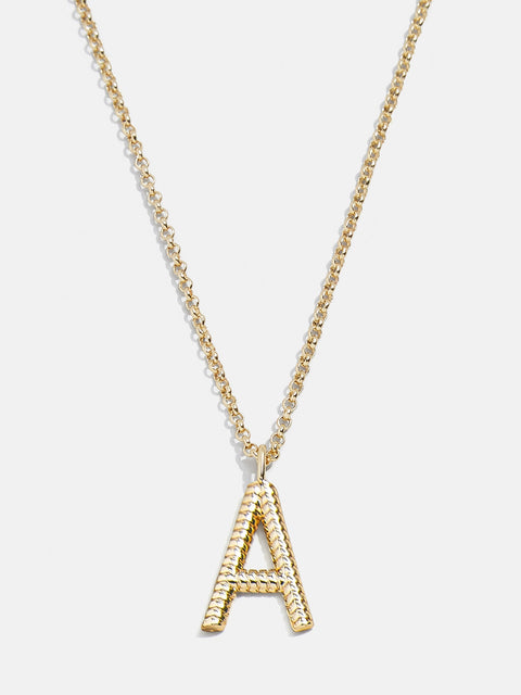 Classic Initial Necklace - Ribbed Gold Initial