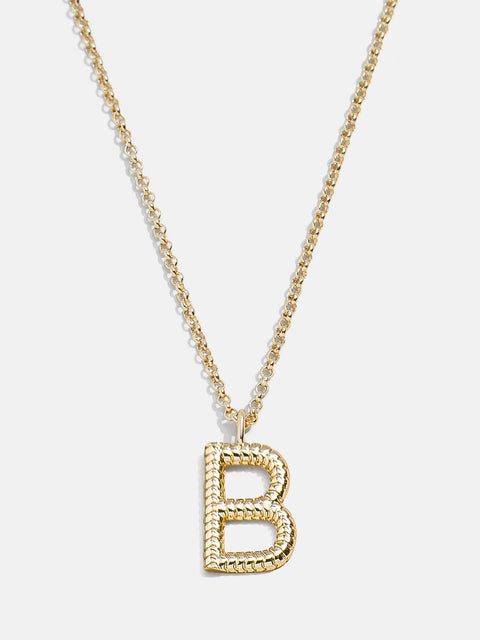 Classic Initial Necklace - Ribbed Gold Initial