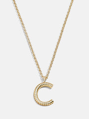 Classic Initial Necklace - Ribbed Gold Initial