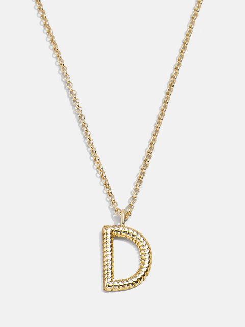 Classic Initial Necklace - Ribbed Gold Initial