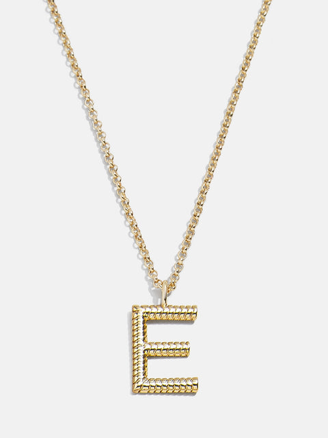 Classic Initial Necklace - Ribbed Gold Initial