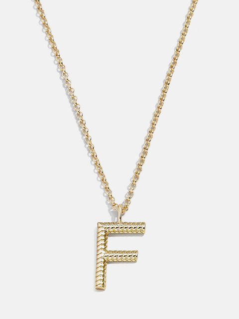 Classic Initial Necklace - Ribbed Gold Initial