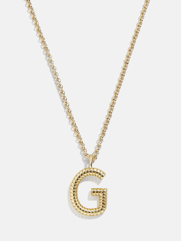 Classic Initial Necklace - Ribbed Gold Initial