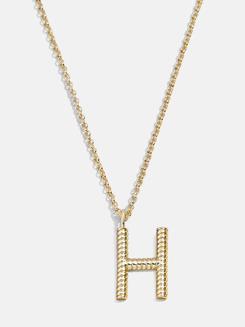 Classic Initial Necklace - Ribbed Gold Initial