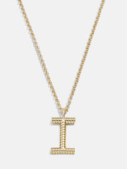 Classic Initial Necklace - Ribbed Gold Initial