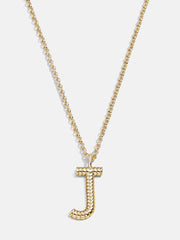 Classic Initial Necklace - Ribbed Gold Initial