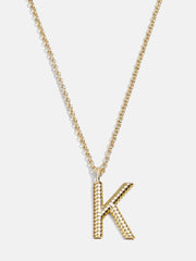 Classic Initial Necklace - Ribbed Gold Initial