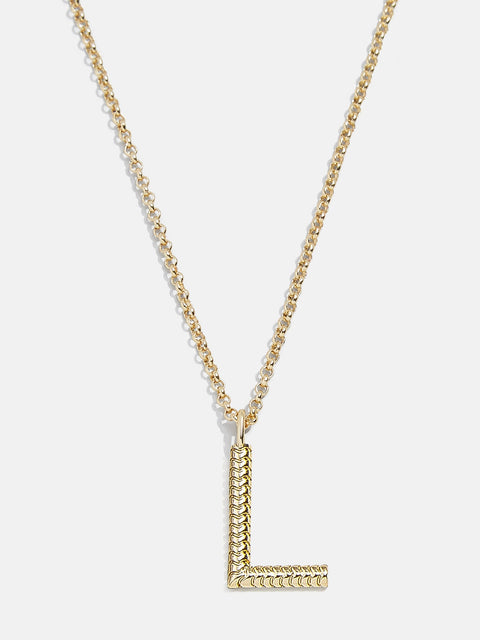 Classic Initial Necklace - Ribbed Gold Initial