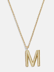 Classic Initial Necklace - Ribbed Gold Initial