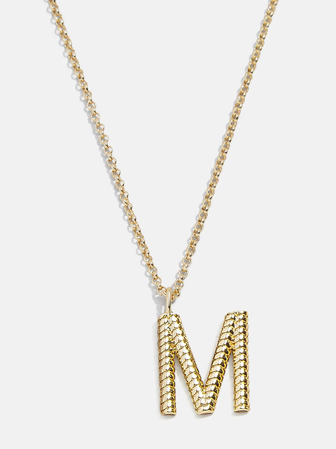 Classic Initial Necklace - Ribbed Gold Initial