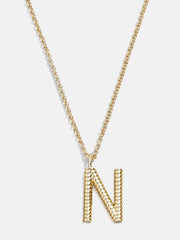 Classic Initial Necklace - Ribbed Gold Initial