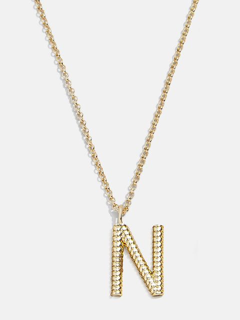 Classic Initial Necklace - Ribbed Gold Initial