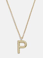 Classic Initial Necklace - Ribbed Gold Initial