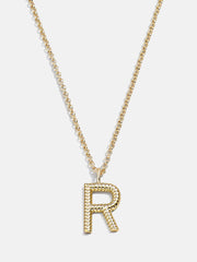 Classic Initial Necklace - Ribbed Gold Initial