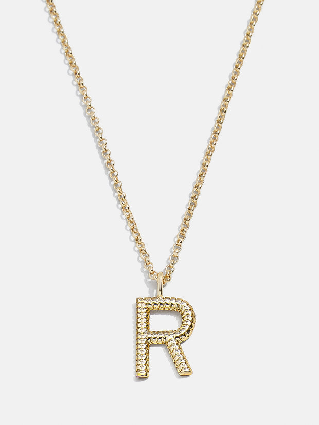 Classic Initial Necklace - Ribbed Gold Initial