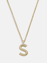 Classic Initial Necklace - Ribbed Gold Initial