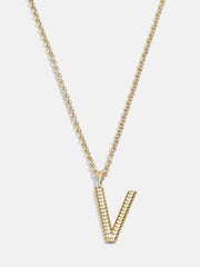 Classic Initial Necklace - Ribbed Gold Initial