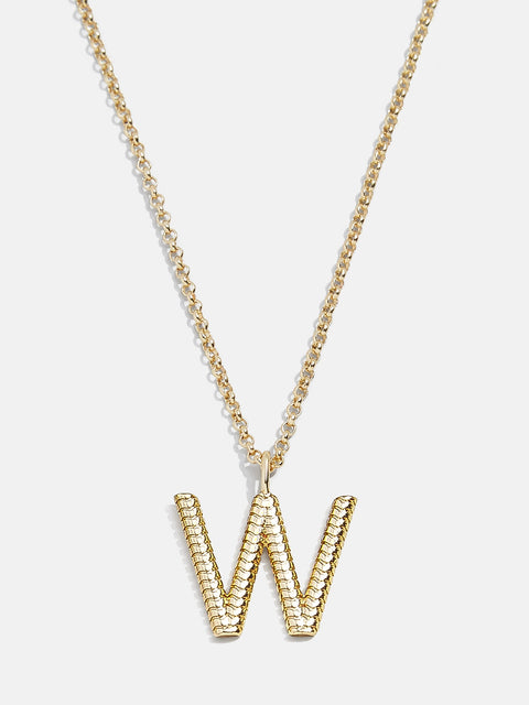 Classic Initial Necklace - Ribbed Gold Initial